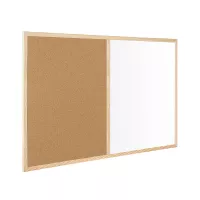 Rocada 6121V19 kombinált tábla / faliújság, fa (fenyő) kerettel, 90×60 cm, parafa / fehér lakkozott mágneses felület