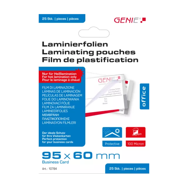 Genie lamináló fóliák 95x60 mm 100 mic. 25 db
