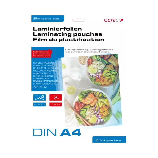 Genie lamináló fóliák A4 125 mic., euro perforálás, 25 db