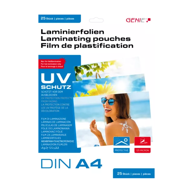Genie lamináló fóliák A4 125 mic., UV védelem, 25 db