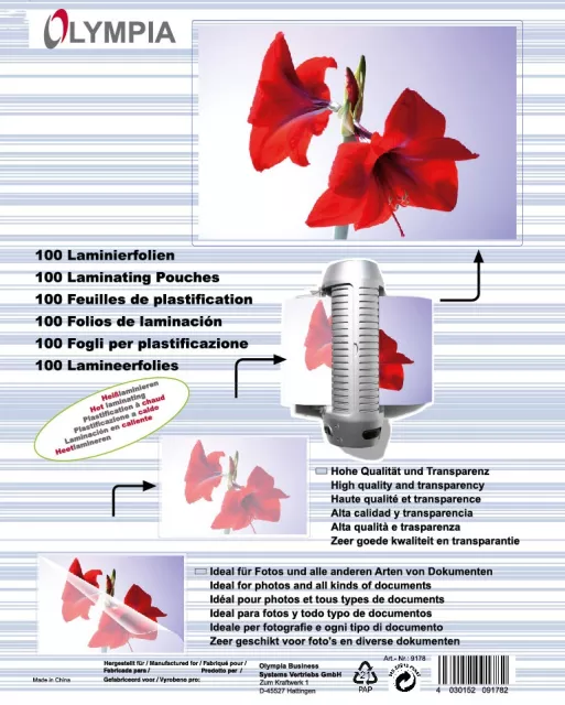 Olympia lamináló fólia A6, 125 mic., 100 db