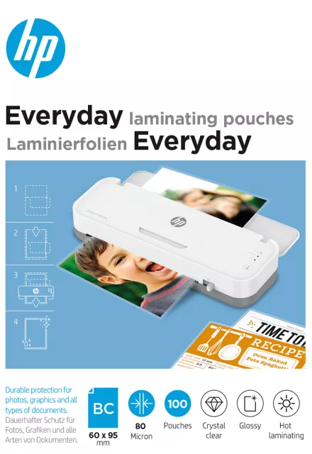 HP Everyday 80 Micron, 100 db névjegykártya méretű lamináló fólia