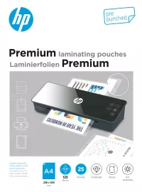 HP Premium A4 125 Micron, 25 db perforált lamináló fólia