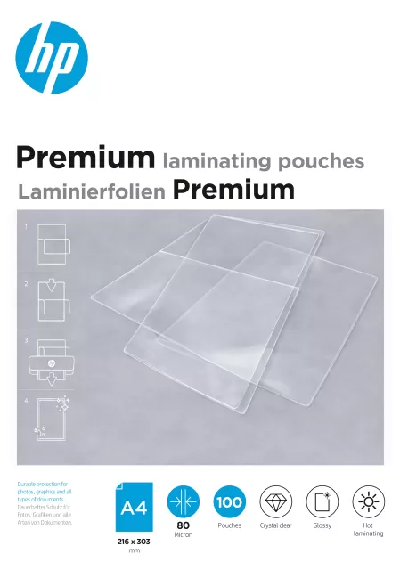 HP Premium A4 80 Micron, 100 db lamináló fólia