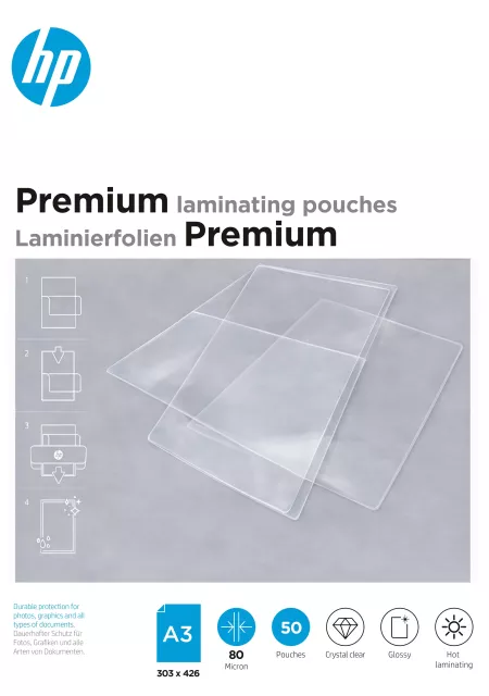 HP Premium A3 80 Micron, 50 db lamináló fólia