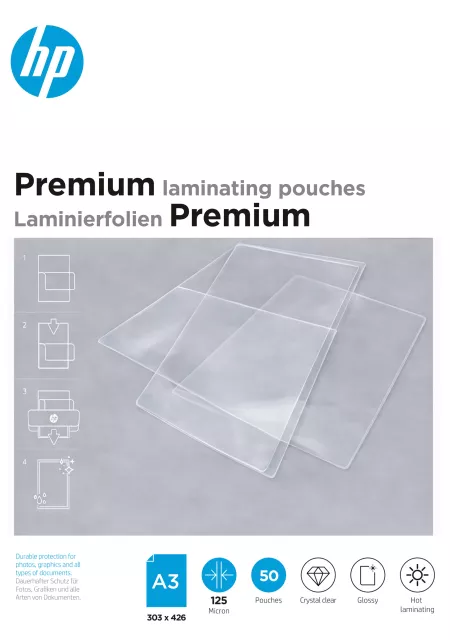 HP Premium A3 125 Micron, 50 db lamináló fólia