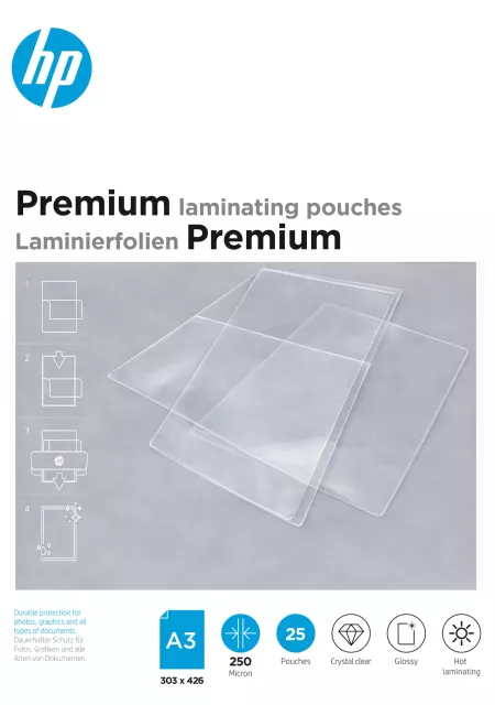HP Premium A3 250 Micron, 25 db lamináló fólia