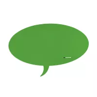 Rocada Skin Shape Talk 6440-6018 mágneses tábla, keret nélküli, buborék alakú, 115x75 cm, lakkozott, sárgászöld RAL 6018