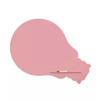 Rocada Skin Shape Idea 6461-3015 mágneses tábla, keret nélküli, villanykörte alakú, 150x100 cm, lakkozott, világosrózsaszín RAL 3015